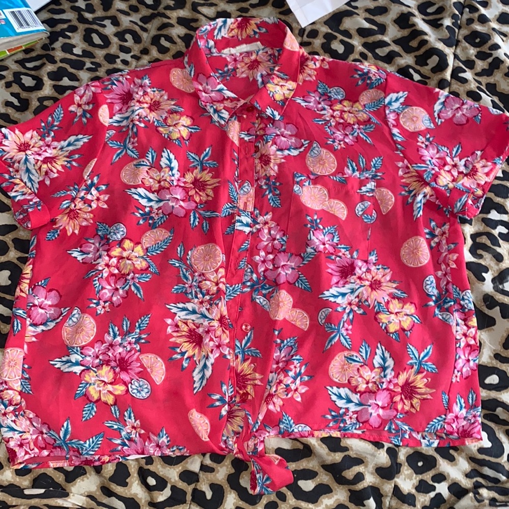 Pink Lemon Button Up
